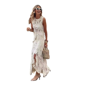 2025 Ρωσικό, Ευρωπαϊκό και Αμερικανικό Amazon, Νέο, Κομμένο, Ασύμμετρο Γιλέκο με Δαντέλα και Φούστα