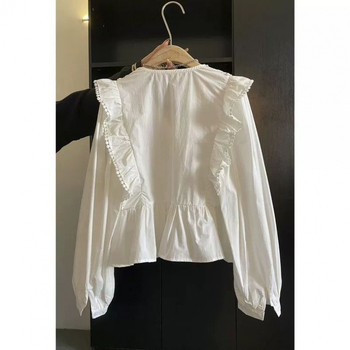 Az idei év népszerű, édes fehér inges női tavaszi új, egyedi és gyönyörű, laza, hétköznapi felsői