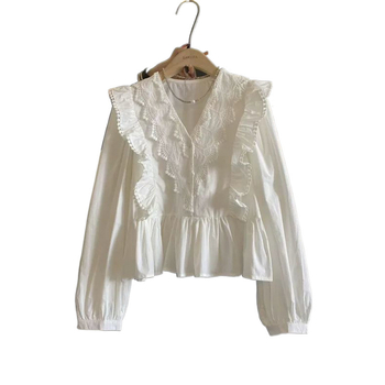 Az idei év népszerű, édes fehér inges női tavaszi új, egyedi és gyönyörű, laza, hétköznapi felsői