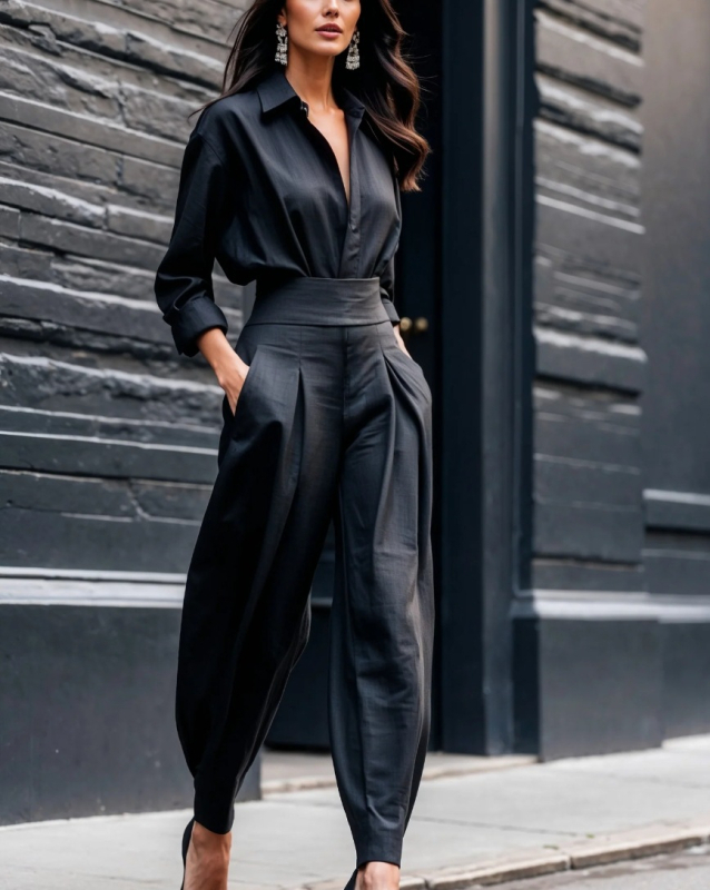 2025 Európa és az Egyesült Államok határokon átnyúló Amazon divatos lezser öltöny hosszú ujjú ing egyenes nadrág ingázó kétrészes női