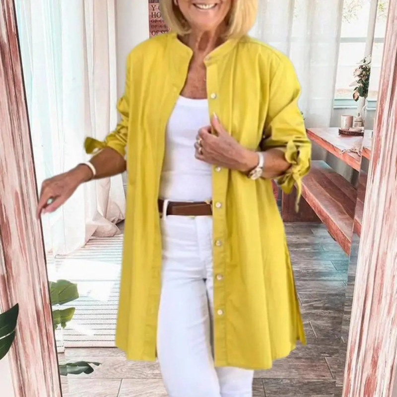 2024-es AliExpress egysoros, professzionális hajtókás elegáns ingázó kardigán, egyszínű, hosszú ujjú pamuting