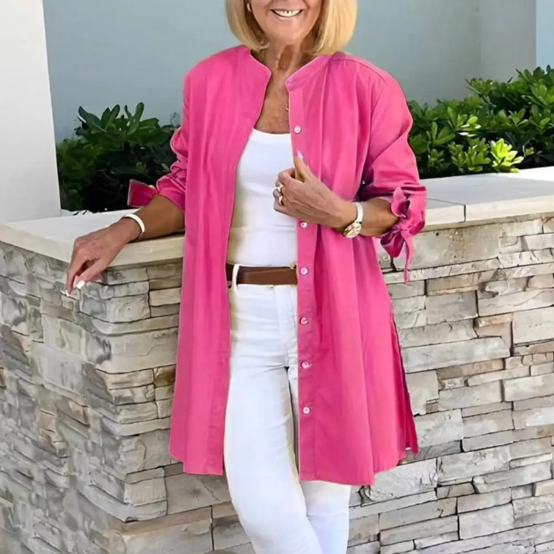 2024-es AliExpress egysoros, professzionális hajtókás elegáns ingázó kardigán, egyszínű, hosszú ujjú pamuting