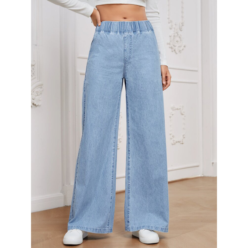 Határokon átnyúló Amazon Aliexpress Külkereskedelem Népszerű Női Farmernadrág Magas Derekú, Egyenes Szájú, Laza, Hétköznapi, Sokoldalú Hosszú Nadrág