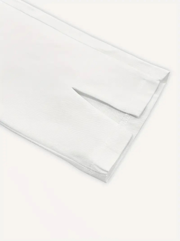 2025-ös új nyári női fehér, egyenes szárú nadrág, lélegző, rugalmas anyagból, oldalsó zsebekkel, kényelmes minden évszakban