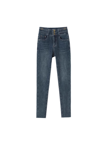 Fekete skinny farmer női 2025 tavaszi/nyári szupermagas derekú, háromsoros csattal ellátott külső viselet, leggings, ceruzaleggings, csizmák, nadrágok