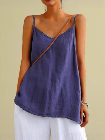 2025-ös európai és amerikai pamut és lenvászon trikó női nyári új, laza pamut és lenvászon ujjatlan, minden mérkőzésre alkalmas alsó felső