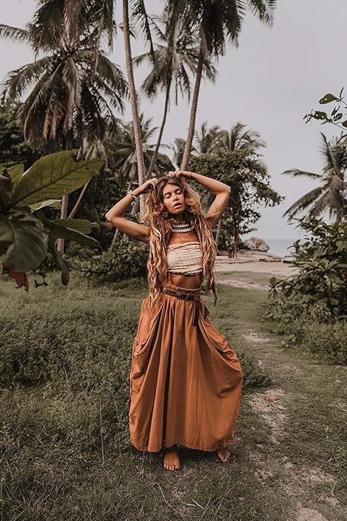 Európai és amerikai női lezser szoknya 2024 új stílusú húzózsinóros, nagy zsebes, bohém, laza, organikus pamut hosszú ruha