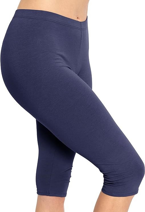 Amazon Cross-border női térdig érő leggings, rövidített nadrág, rugalmas jóga csípőre való pamut spandex, plus size felnőtt