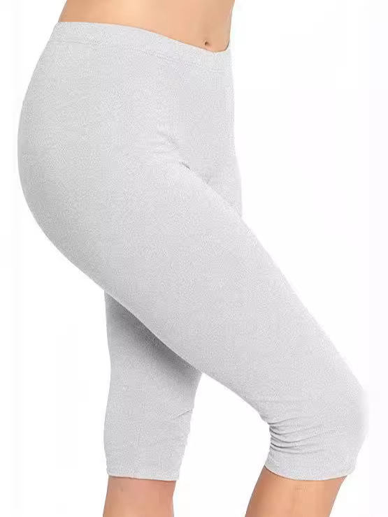 Amazon Cross-border női térdig érő leggings, rövidített nadrág, rugalmas jóga csípőre való pamut spandex, plus size felnőtt
