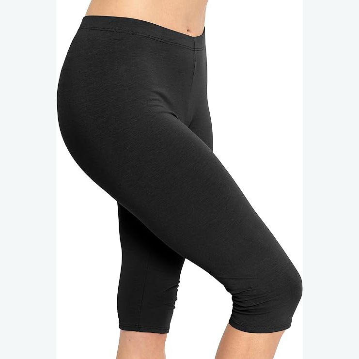 Amazon Cross-border női térdig érő leggings, rövidített nadrág, rugalmas jóga csípőre való pamut spandex, plus size felnőtt