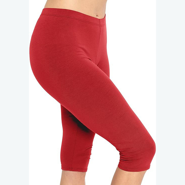 Amazon Cross-border női térdig érő leggings, rövidített nadrág, rugalmas jóga csípőre való pamut spandex, plus size felnőtt