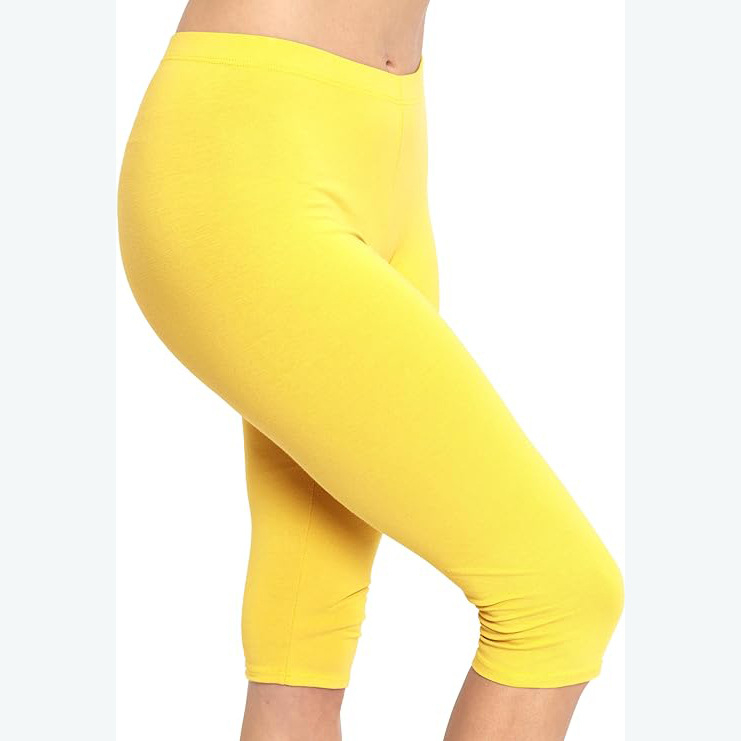 Amazon Cross-border női térdig érő leggings, rövidített nadrág, rugalmas jóga csípőre való pamut spandex, plus size felnőtt