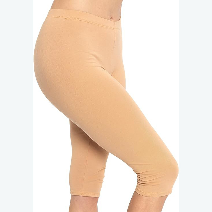 Amazon Cross-border női térdig érő leggings, rövidített nadrág, rugalmas jóga csípőre való pamut spandex, plus size felnőtt