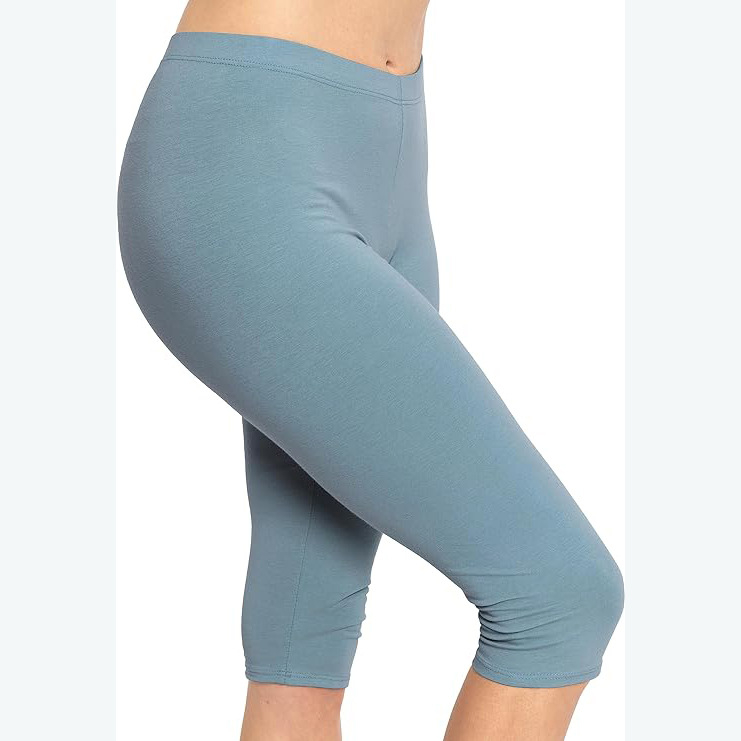 Amazon Cross-border női térdig érő leggings, rövidített nadrág, rugalmas jóga csípőre való pamut spandex, plus size felnőtt