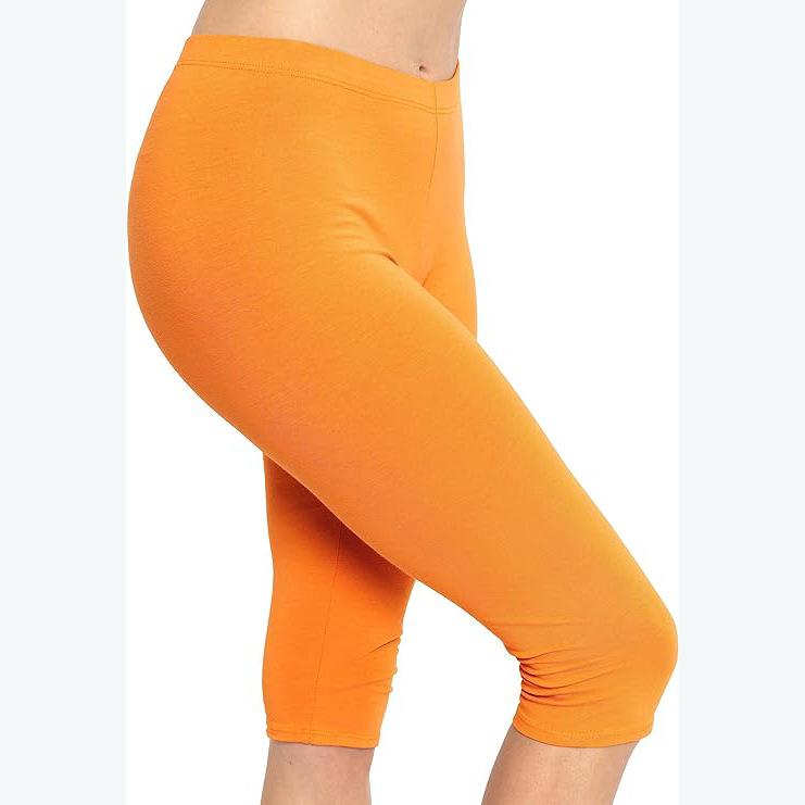 Amazon Cross-border női térdig érő leggings, rövidített nadrág, rugalmas jóga csípőre való pamut spandex, plus size felnőtt