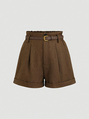 A Foreign Trade női retró öv nélküli rövidnadrág minimalista és sokoldalú, alkalmas munkába és mindennapi viseletre.