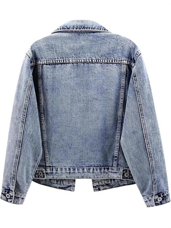 Amazon AliExpress Külkereskedelmi Új Tavaszi és Őszi Divatos Slim-fit Farmerkabát Női Rövid Dzseki Felső Határokon Átnyúló