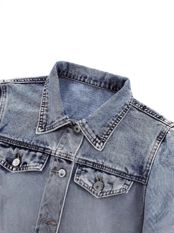 Amazon AliExpress Külkereskedelmi Új Tavaszi és Őszi Divatos Slim-fit Farmerkabát Női Rövid Dzseki Felső Határokon Átnyúló