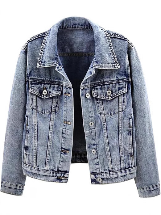 Amazon AliExpress Külkereskedelmi Új Tavaszi és Őszi Divatos Slim-fit Farmerkabát Női Rövid Dzseki Felső Határokon Átnyúló