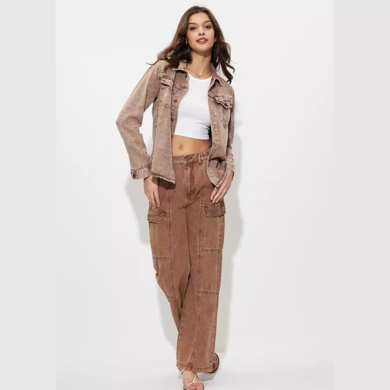 29-Yt1991 # Amazon Határokon Átnyúló Női Ruházat Európai és Amerikai Ins Fashion Munkaruházat Laza és Sokoldalú Farmerdzseki