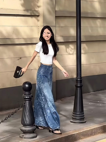 Κορεάτικη ρετρό ψηλόμεση λεπτή φούστα τζιν ζακάρ για γυναίκες, καλοκαιρινή νέα σχεδίαση, μακριά φούστα σε γραμμή Α