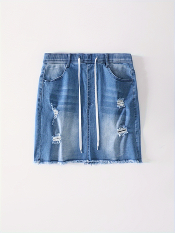 Νέο καλοκαιρινό τζιν φούστα με λάστιχο και ψηλή μέση, στενή εφαρμογή, σκισμένο, πλυμένο, γυναικείο, διασυνοριακό σχέδιο, Amazon Ebay