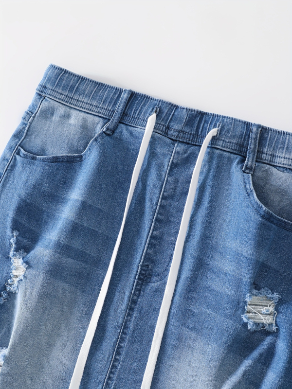 Határokon átnyúló nyári új Amazon Ebay rugalmas zsinóros, magas derekú, karcsúsított, szakadt, mosott női farmerszoknya