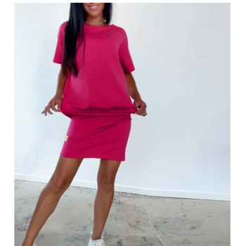 Amazon határokon átnyúló lezser európai és amerikai nyári öltöny, egyszínű, kerek nyakú, rövid ujjú ruha