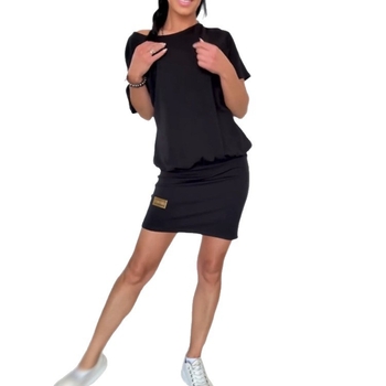 Amazon határokon átnyúló lezser európai és amerikai nyári öltöny, egyszínű, kerek nyakú, rövid ujjú ruha