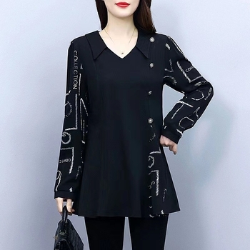 pufók lány őszi hosszú ujjú ing 200 Jin zsír hasat takaró felső plus size női western stílusú toldós hosszú ing