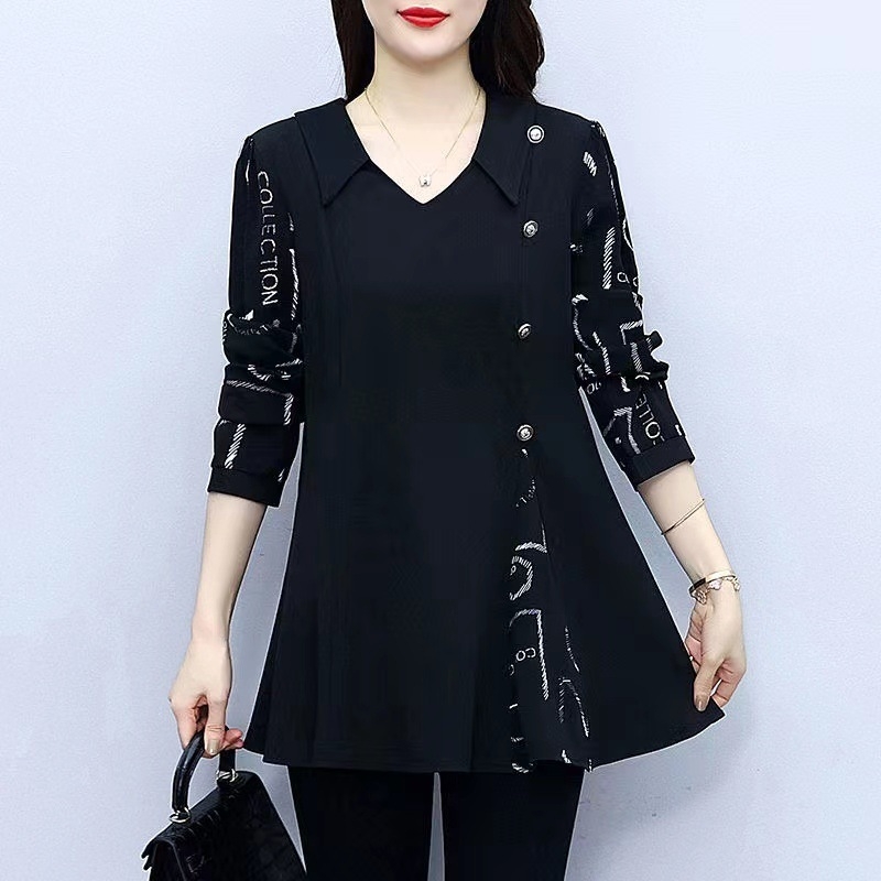 pufók lány őszi hosszú ujjú ing 200 Jin zsír hasat takaró felső plus size női western stílusú toldós hosszú ing