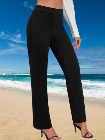 2025 tavaszi, nyári és őszi Amazon európai és amerikai új, magas derekú, lezser, egyenes szárú, egyszínű női nadrág