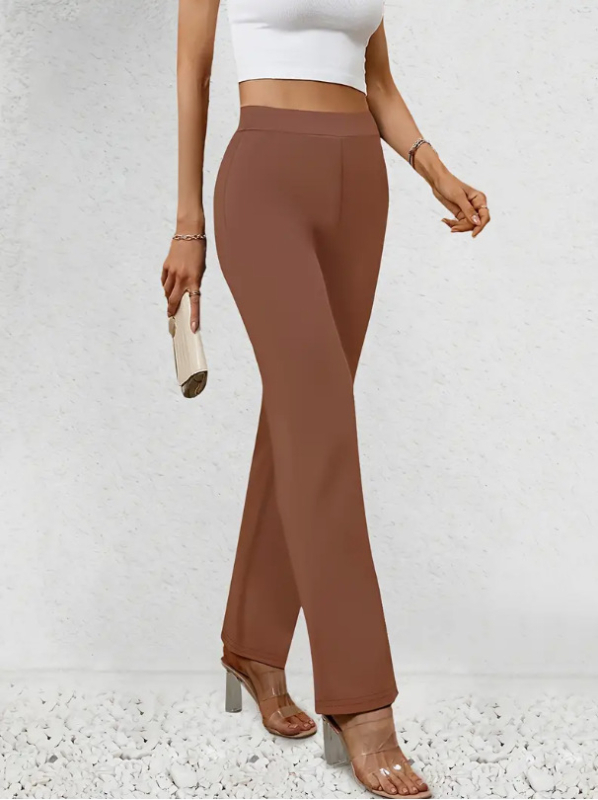 2025 tavaszi, nyári és őszi Amazon európai és amerikai új, magas derekú, lezser, egyenes szárú, egyszínű női nadrág