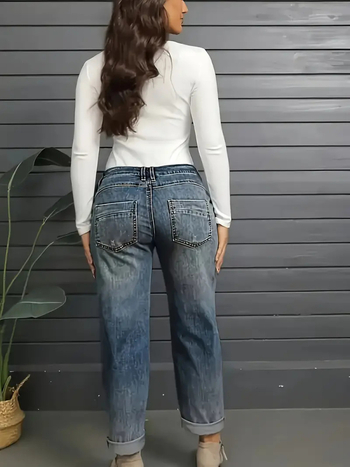 Határokon átnyúló exkluzív Amazon európai és amerikai népszerű tavaszi és őszi új farmernadrágok laza, lezser, sokoldalú, karcsúsító, egyenes szabású nadrágok