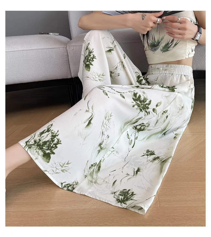 Jég selyem rövidített nadrág szoknya női nyári vékony plus size kis méretű laza sifon hűvös napvédő nadrág hétköznapi bő szárú nadrág