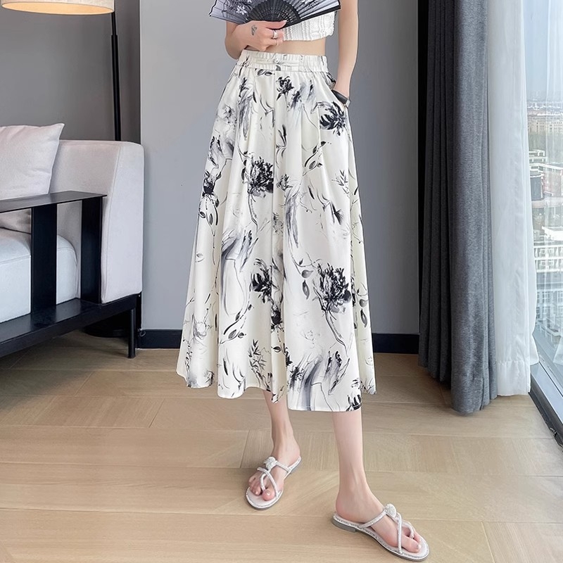 Jég selyem rövidített nadrág szoknya női nyári vékony plus size kis méretű laza sifon hűvös napvédő nadrág hétköznapi bő szárú nadrág