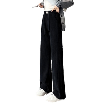 Дамски кадифени широки панталони за есен и зима, нови дебели, свободни памучни панталони с висока талия, драпирани, ежедневни, прави панталони