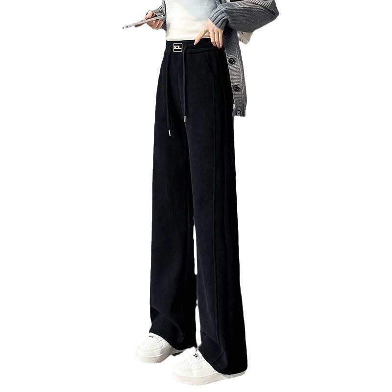 Bő szárú kordbársony nadrág ősszel és télen Új, polár bélésű, vastag, laza pamut nadrág Magas derekú, drapézott, lezser, egyenes szárú nadrág Női őszi és téli