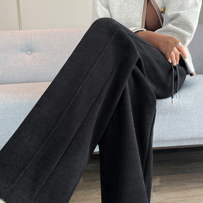 Bő szárú kordbársony nadrág ősszel és télen Új, polár bélésű, vastag, laza pamut nadrág Magas derekú, drapézott, lezser, egyenes szárú nadrág Női őszi és téli