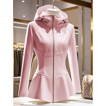 Koreai stílusú, lusta stílusú, rózsaszín kapucnis, szűk derekú kardigán, női új, 2025-ös robbanások divatos, stílusos, rövid felső