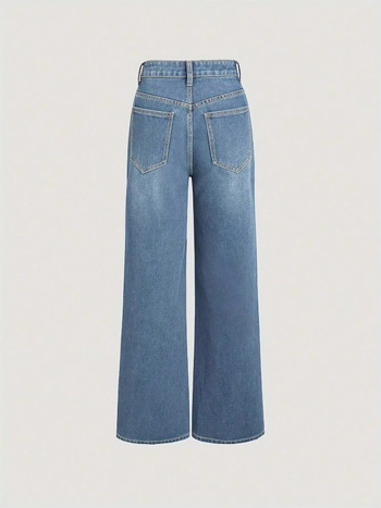 Határokon átnyúló külkereskedelem Amazon Európa és az Egyesült Államok retro világoskék farmer női vékony, egyenes csőből készült, bő, ferde, csatos farmernadrág