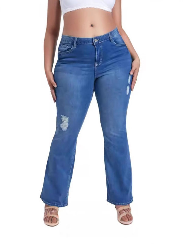 Európai és amerikai divat új termékek független állomás népszerű eladási magas derekú rugalmas retró fehér kopott varrású női farmernadrág nagykereskedelem