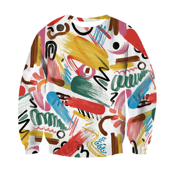 2024 őszi új, határokon átnyúló női 3D geometrikus nyomtatású, hétköznapi, rullard mintás, hosszú ujjú, kerek nyakú, vékony pulóver