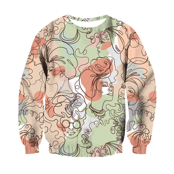 2024 őszi új, határokon átnyúló női 3D geometrikus nyomtatású, hétköznapi, rullard mintás, hosszú ujjú, kerek nyakú, vékony pulóver