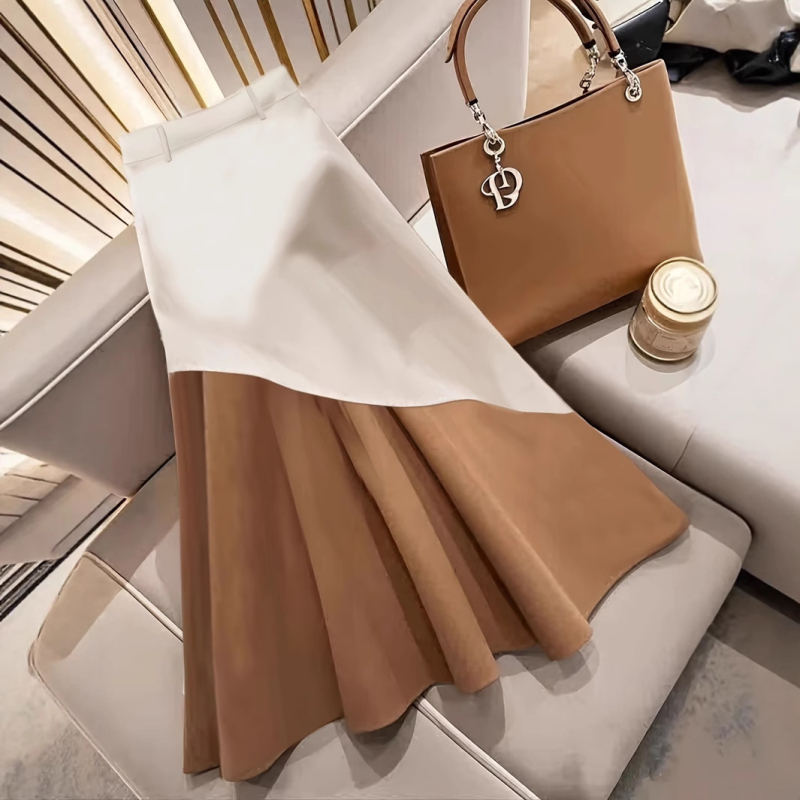 Európai és amerikai export független állomás Amazon határokon átnyúló 2025 nyári új női négy évszakos egyszerű kontrasztos színű szoknya