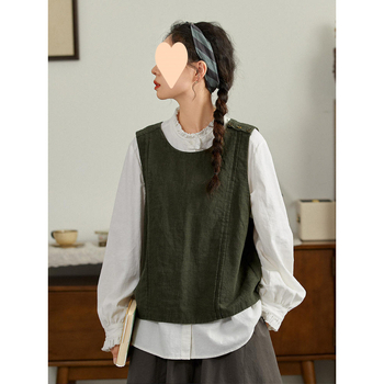 Jaapani retro kirjandusliku stiiliga varrukateta vestjakk naistele kevad- ja sügis 2025 uus lahtine õhuke mitmekülgne vest trendikas