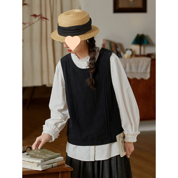 Jaapani retro kirjandusliku stiiliga varrukateta vestjakk naistele kevad- ja sügis 2025 uus lahtine õhuke mitmekülgne vest trendikas