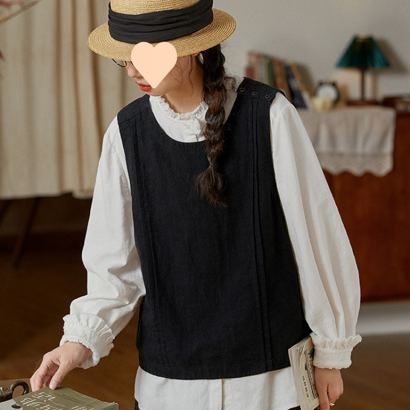 Jaapani retro kirjandusliku stiiliga varrukateta vestjakk naistele kevad- ja sügis 2025 uus lahtine õhuke mitmekülgne vest trendikas