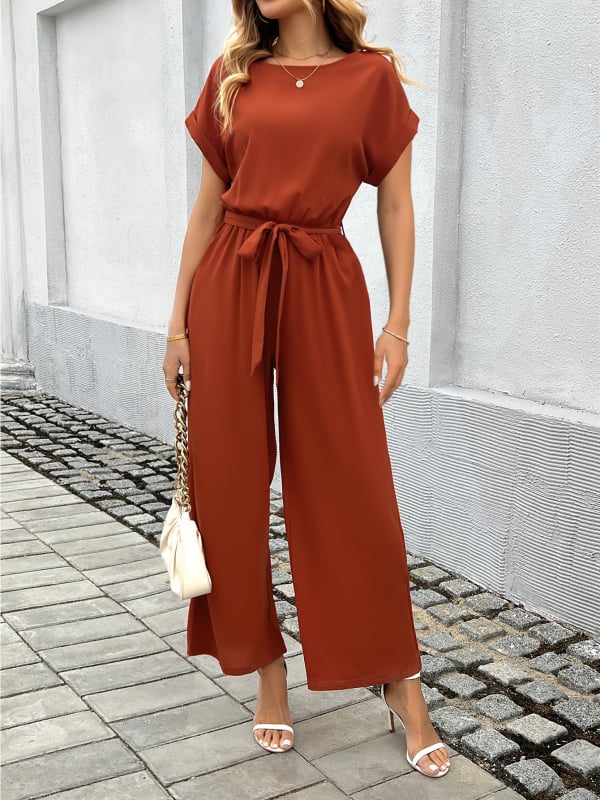 Europos ir Jungtinių Valstijų tarpvalstybinės užsienio prekybos moteriškas „Amazon“ naujas temperamentingas priemiestinis vienspalvis platus tiesaus stiliaus kombinezonas