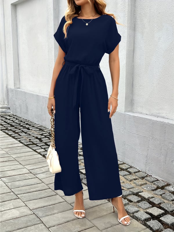 Europos ir Jungtinių Valstijų tarpvalstybinės užsienio prekybos moteriškas „Amazon“ naujas temperamentingas priemiestinis vienspalvis platus tiesaus stiliaus kombinezonas